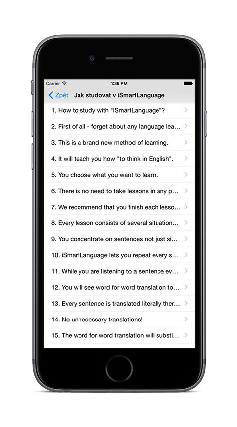Obchodní angličtina na iPhone 6 - seznam vět