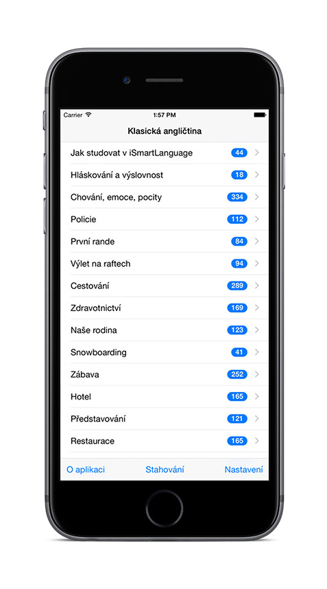 Klasická angličtina na iPhone 6 - seznam lekcí