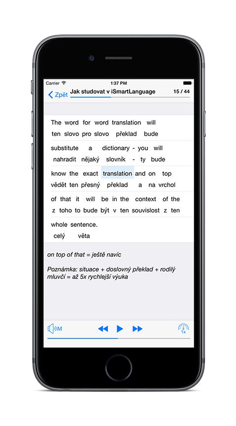 Angličtina PREMIUM na iPhone 6 - věta