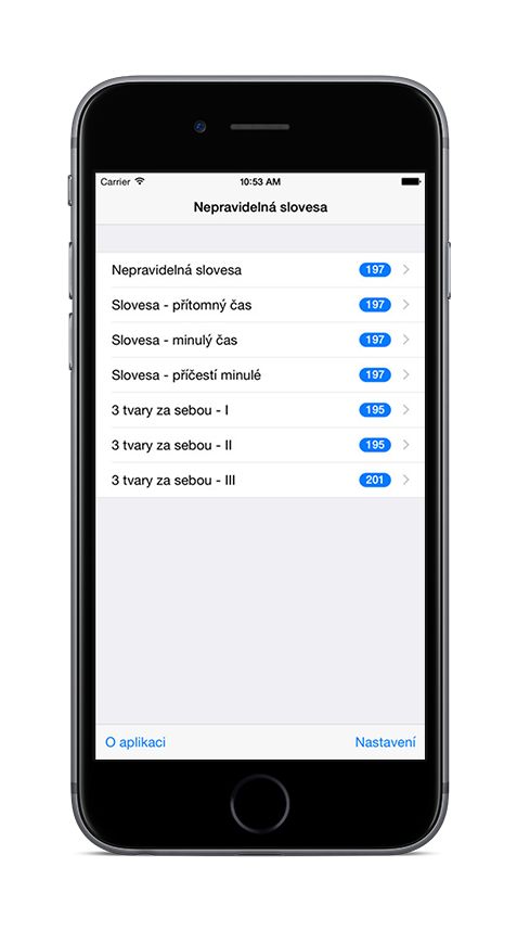 Základní angličtina na iPhone 6 - seznam lekcí