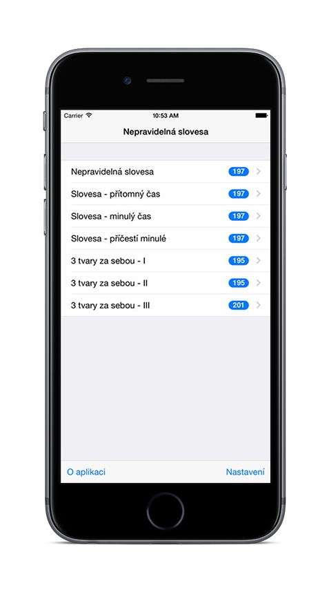 Základní angličtina na iPhone 6 - seznam lekcí
