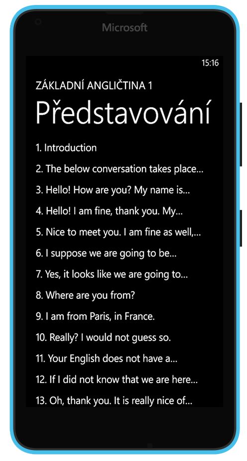 Základní angličtina 1 na Windows - seznam vět