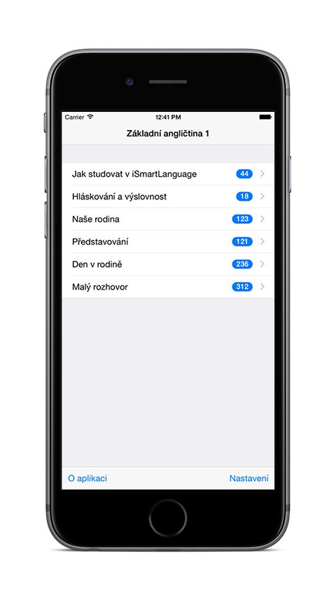 Základní angličtina 1 na iPhone 6 - seznam lekcí