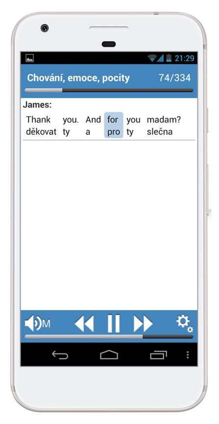 Simple English 2 na smartphonu s Androidem - věta