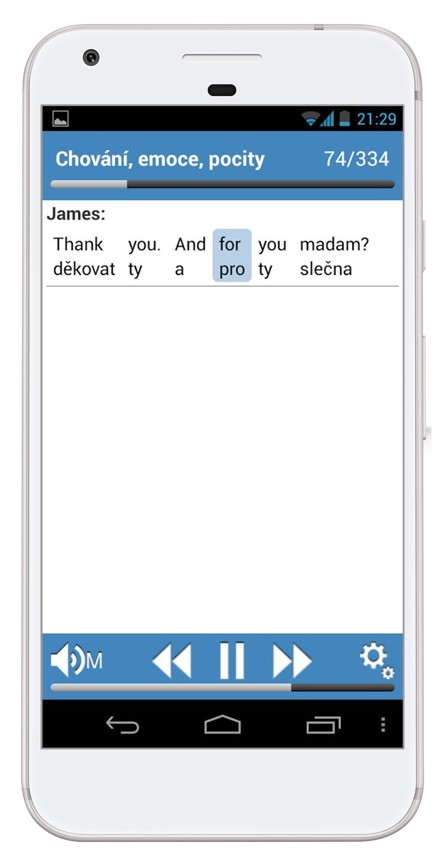 Simple English 2 na smartphonu s Androidem - věta