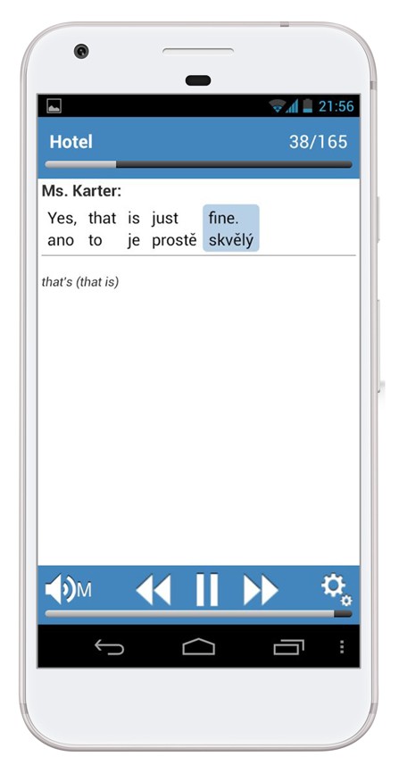 travel English na smartphonu s Androidem - věta