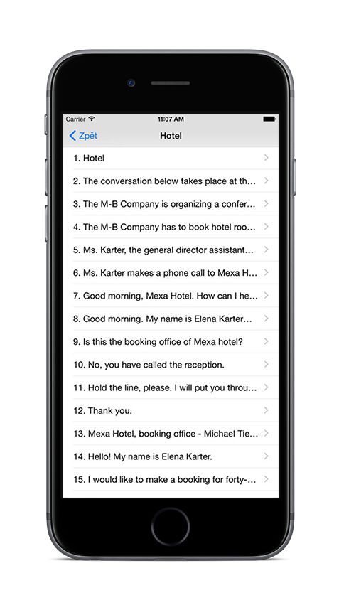 Klasická angličtina na iPhone 6 - seznam vět